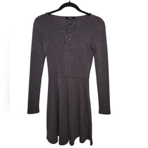 NWT Forever 21 Charcoal Gray Fit and Flare Long Sleeve Knit Dress Size S